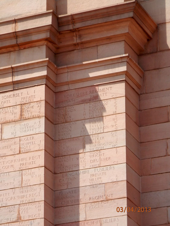 Names of Private Soldiers of the Yorkshire Regiment on the Delhi Memorial, H - W