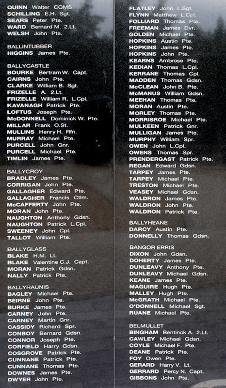The panel containing Private Deane's name