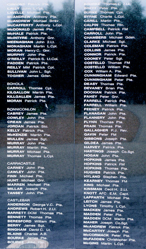 The panel containing Private Macken's name