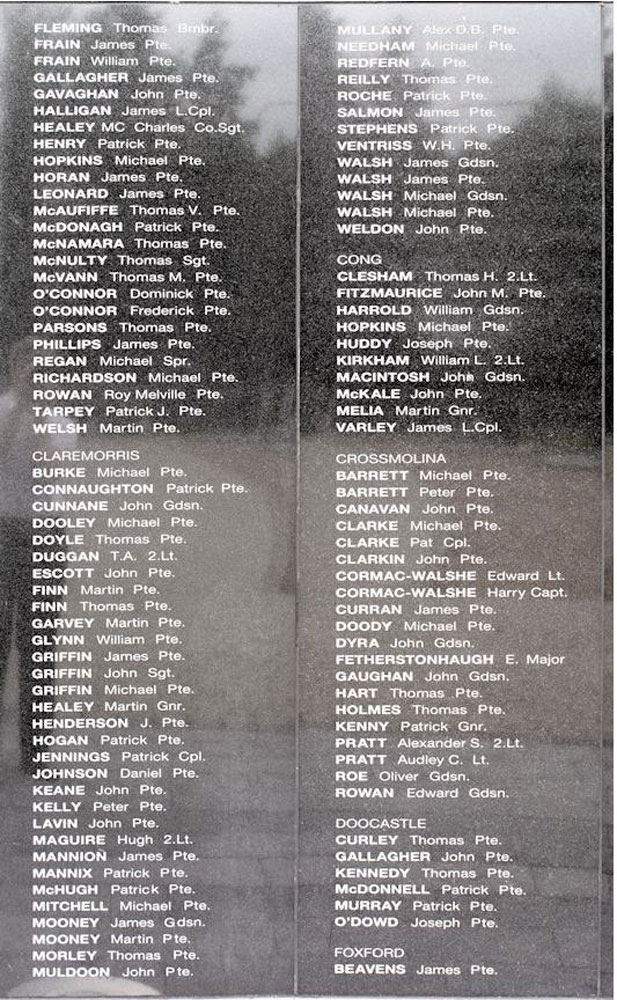 The panel containing Private O'Hagan's name