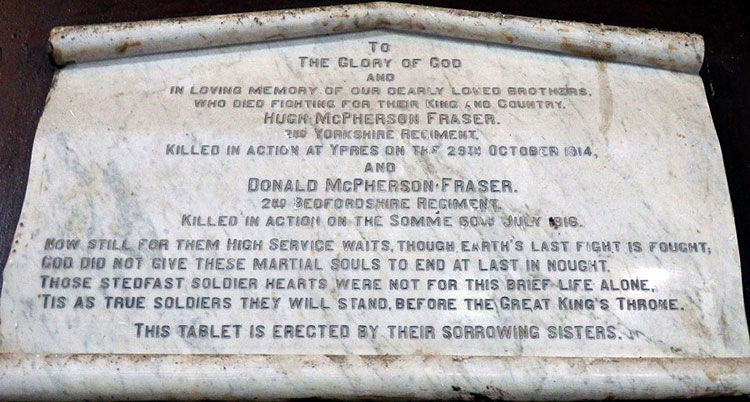 The Fraser Family Memorial in the Church of St. John in the Widerness, Nainital