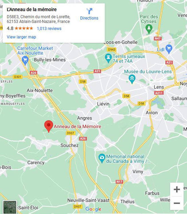 The location of L'Anneau de la Memoire